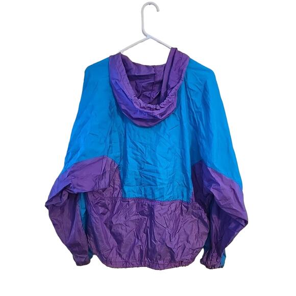 Vintage Ocean Equipment Blue 1/2 Zip Hooded Windbreaker Jacket Womans Sz Medium - Picture 2 of 6